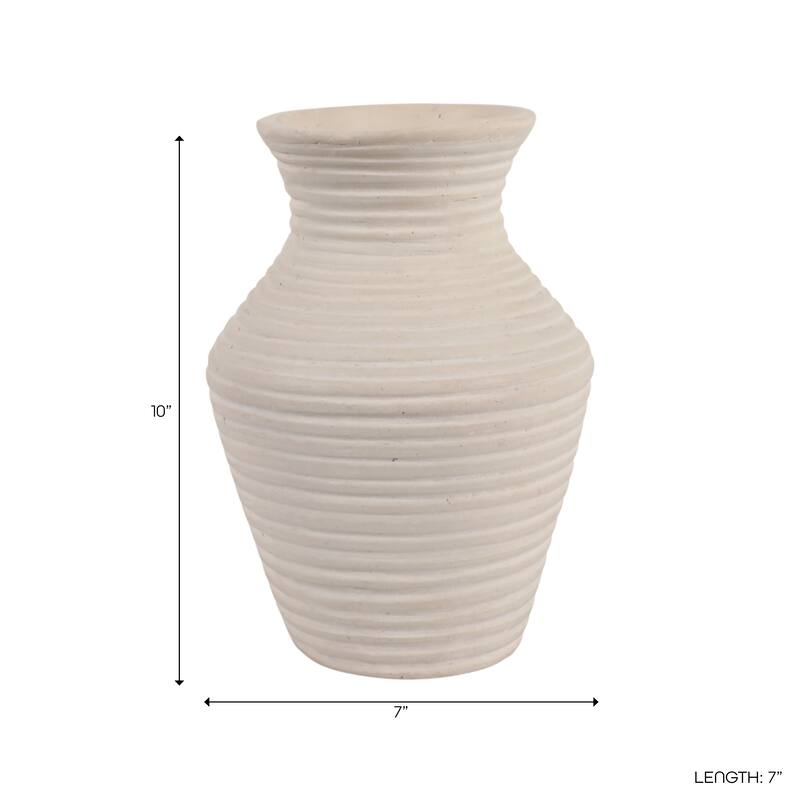 Sculptural Ribbed Paper Mache Table Vase - Stylish Tall Flower Vase