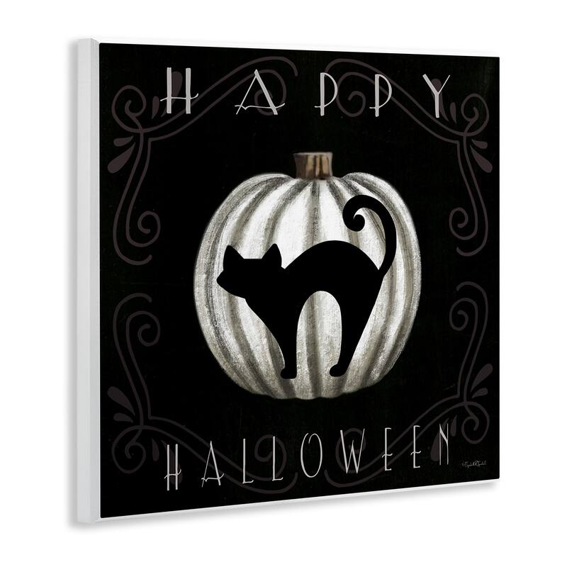 Stupell Happy Halloween Cat & Pumpkin Wall Plaque Art Design By Elizabeth Tyndall