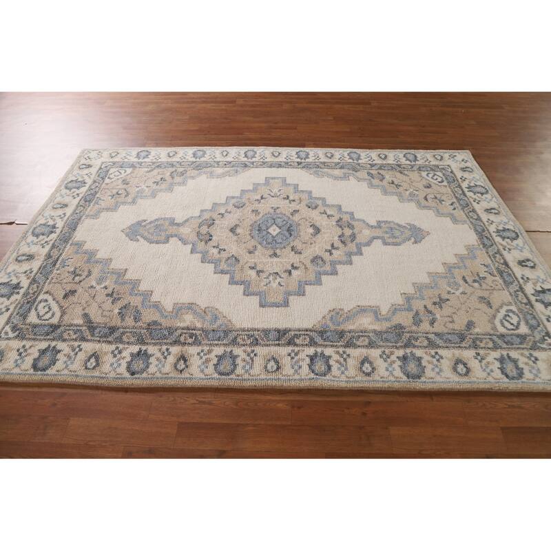 Geometric Moroccan Indian Area Rug Handmade Wool Carpet - 5'3"x 7'11"