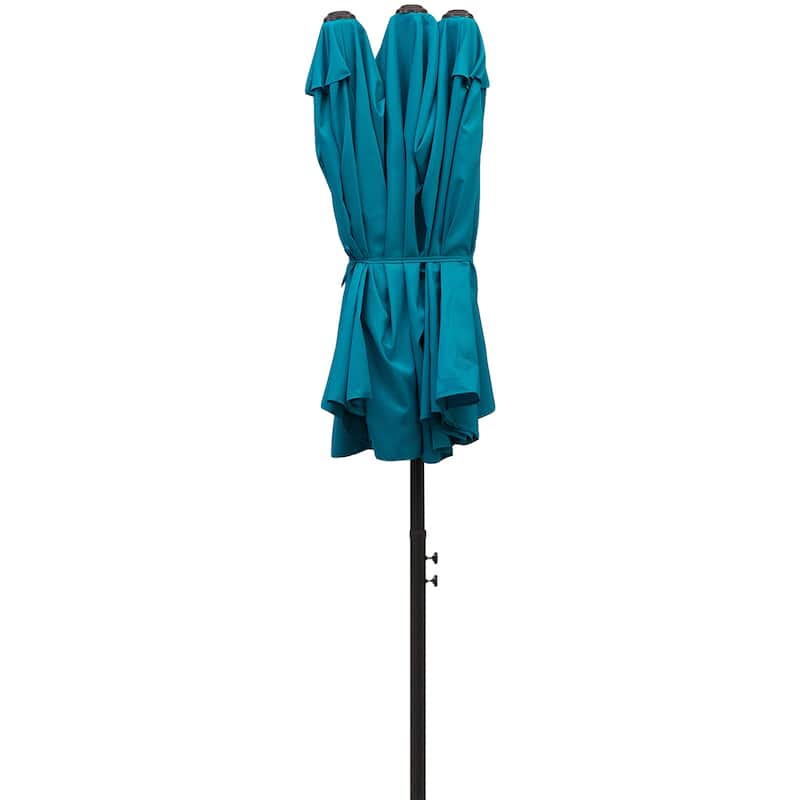 Outsunny 15' Steel Rectangular Outdoor Double Sided Market Patio Umbrella - Blue