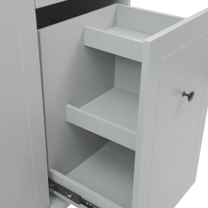 Kitchen Island with 3 Tier Pull Out Cabinet, Drop Leaf Breakfast Bar on Locking Wheels with 1 Drawer & Internal Storage Racks