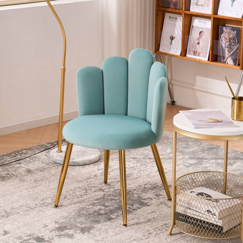 Velvet Vanity Chair Makeup Chair for Vanity with Golden Metal Legs