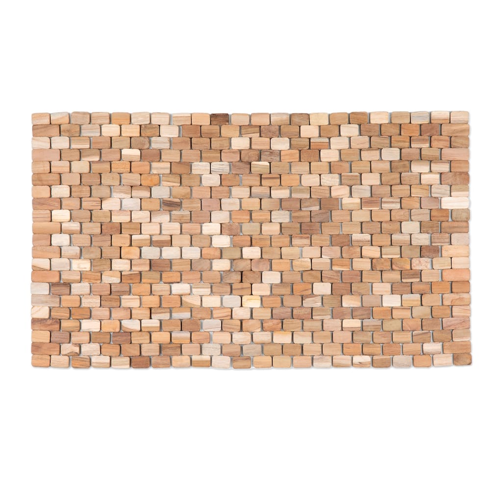 Novica Handmade The Pathway Teak Wood Mat