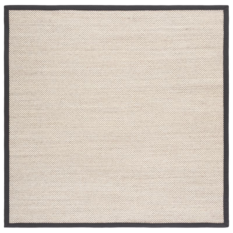 SAFAVIEH Natural Fiber Lorine Casual Border Sisal Rug - 8' Square - Marble/Dark Grey