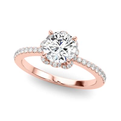 Auriya 14k Rose Gold Lab Grown Round Diamond Halo Engagement Ring 0.50 to 5.00 ct. tw. (F-G VS)