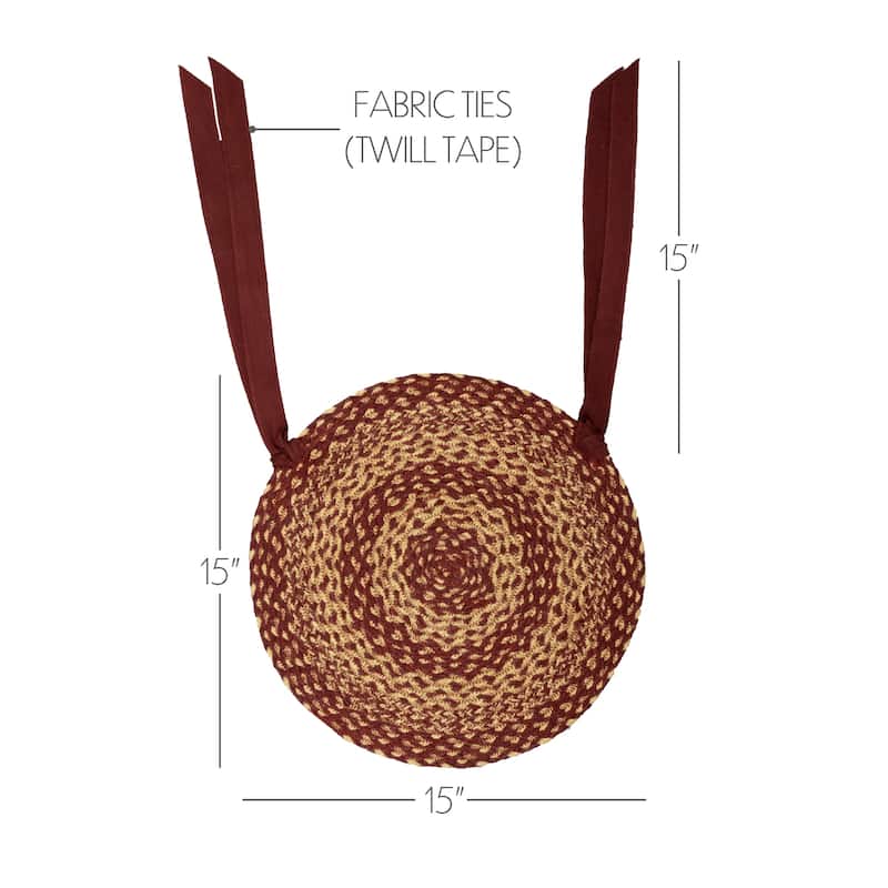 Burgundy Tan Jute Chair Pad Set of 6