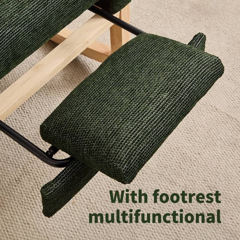 Rocking Chair with Wood Legs, Upholstered Nursery Glider Rocker, Comfy Armchair with Side Pocket, Living Room Lounge Arm Chair