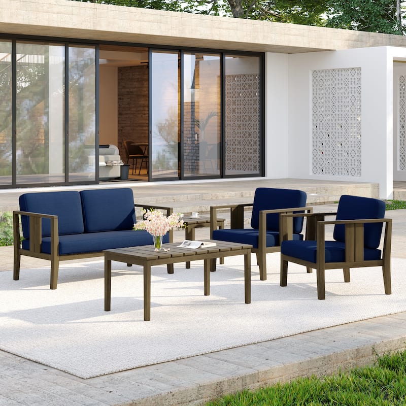 5-Piece Casual Outdoor Patio Furniture Set In Solid Teak Wood