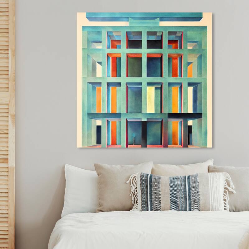 Wynwood Studio Abstract Gated Entrace Jade Blue and Teal Modern & Contemporary Wall Art Canvas Print - 40 x 40