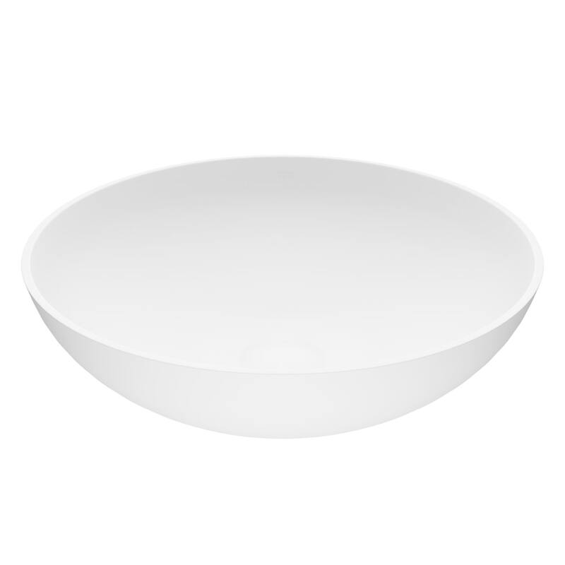 Vigo Lotus 16" Circular Matte Stone� Vessel Bathroom Sink - Matte White