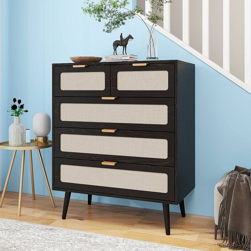 Freestanding Accent Cabinet, Bedroom Storage Cabinet with 5 Drawers