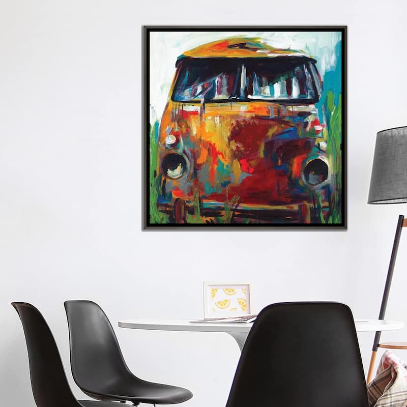 iCanvas "Retro Love Bus" by Andy Beauchamp Framed
