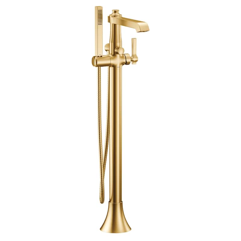 Moen Flara Floor Mounted Tub Filler with Built-In Diverter - Includes - Brushed Gold