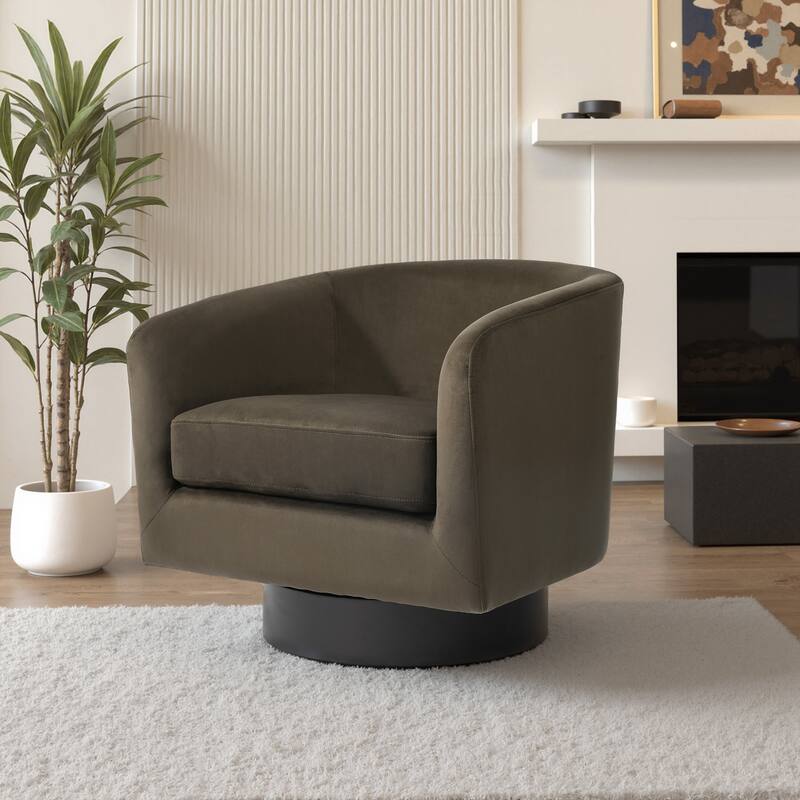 Modern Upholstered 360 degree Swivel Accent Arm Chair - 31" W × 29" D × 29" H - Coffee