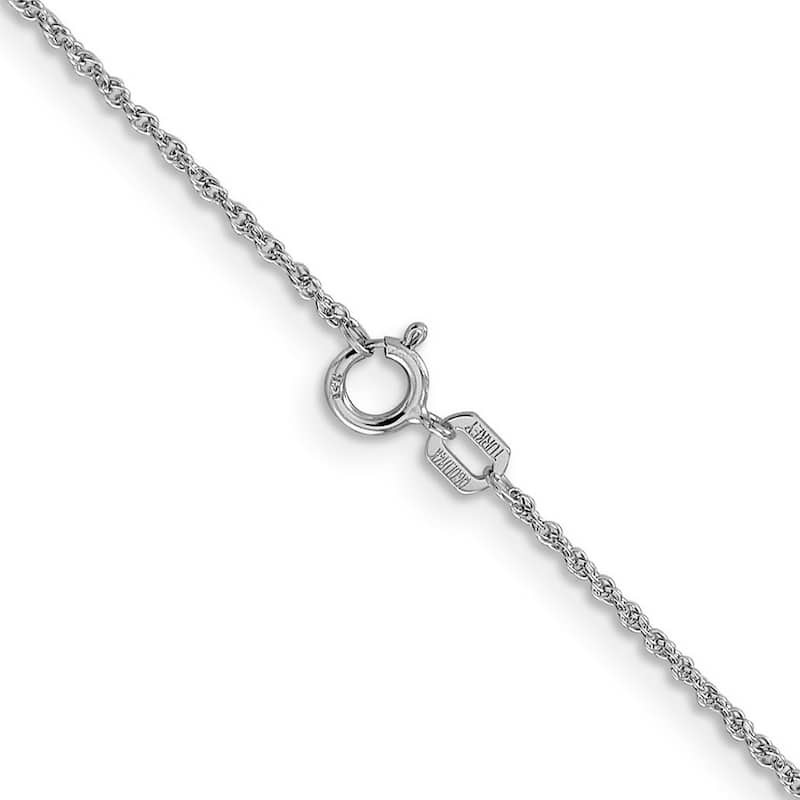 Curata 14k White Gold Solid 1.1mm Baby Rope Chain Necklace Options: 16 18 20 24 30
