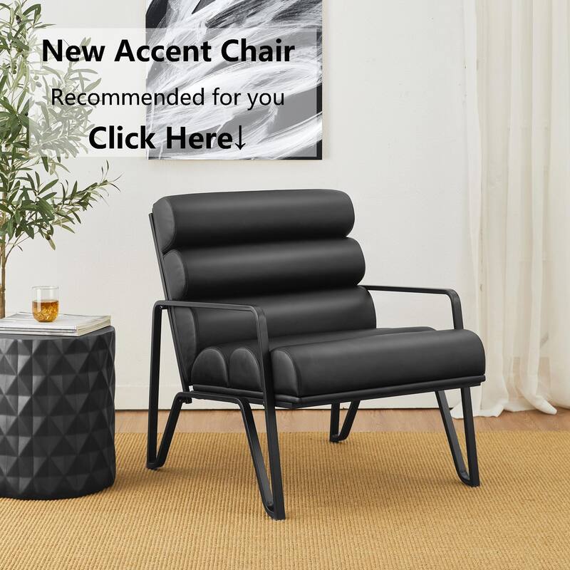 Glitzhome 29.50"W Mid-Century PU Leather Tufted Accent Chair - 29.5"W x 30.5"H x 29.25"D