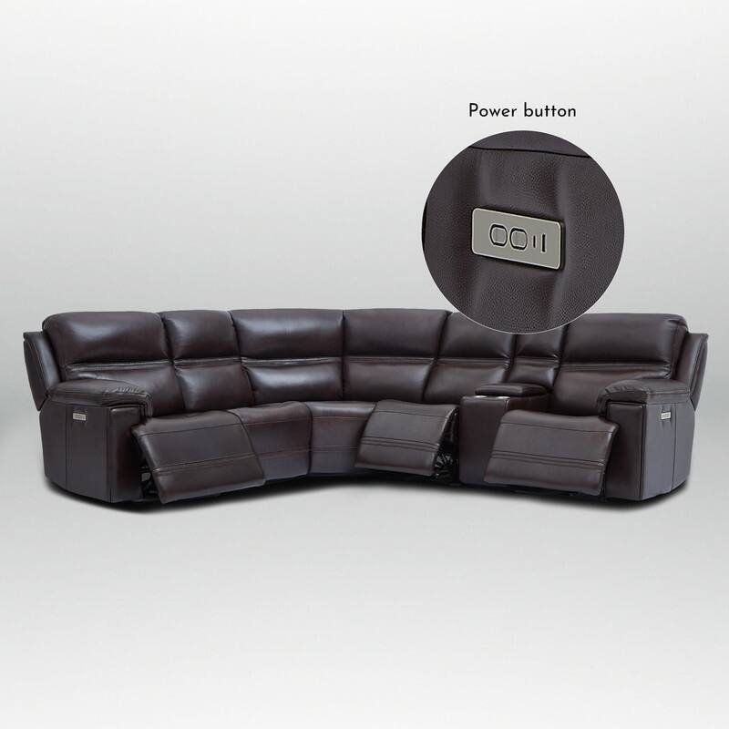 121" W Genuine Leather Dual-Power Sectional Sofa with Two Consoles, Zero Gravity, UsB & Type-c Ports and1 Power armless chair