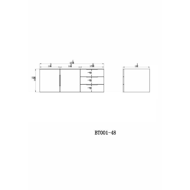 Noble 48" Wall Mounting Vanity with Reinforced Acrylic Sink