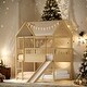 preview thumbnail 2 of 5, Twin over Twin House Bunk Bed Wooden Floor Bunk Bed with Slide