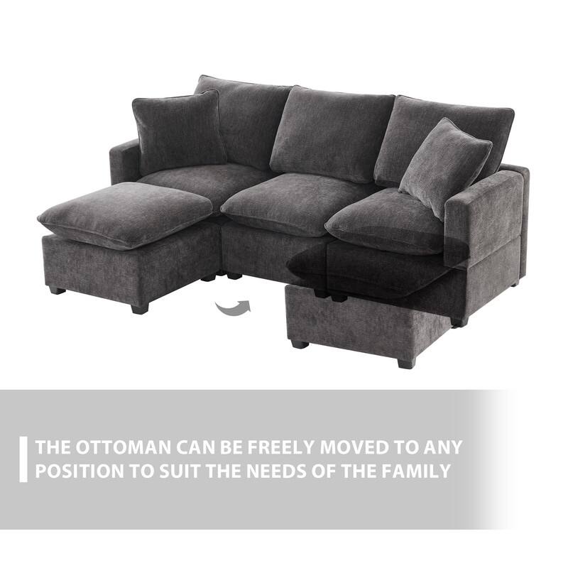 Modern Chenille Multi-Seat Sectional Sofa