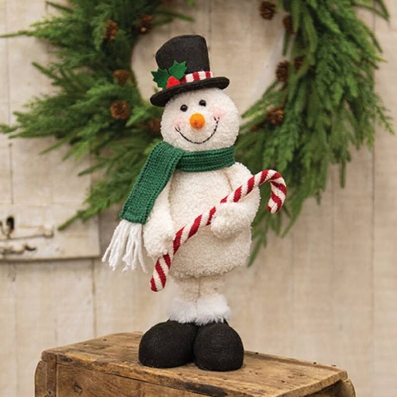 Standing Candy Cane Snowman Plush Christmas Decoration - 6.25" x 3.50" x 12.50"