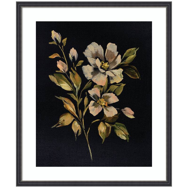 Kate and Laurel Framed Art Moody Floral 7 by Annie Quigley - 21x25 - Black