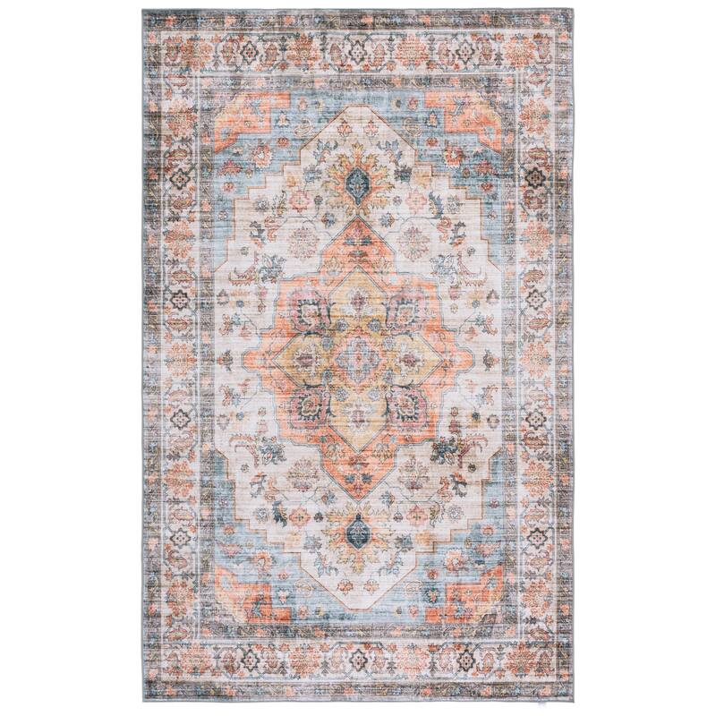 SAFAVIEH Arizona Bronte Machine Washable & Slip Resistant Rug - 5' x 8' - Light Brown/Rust