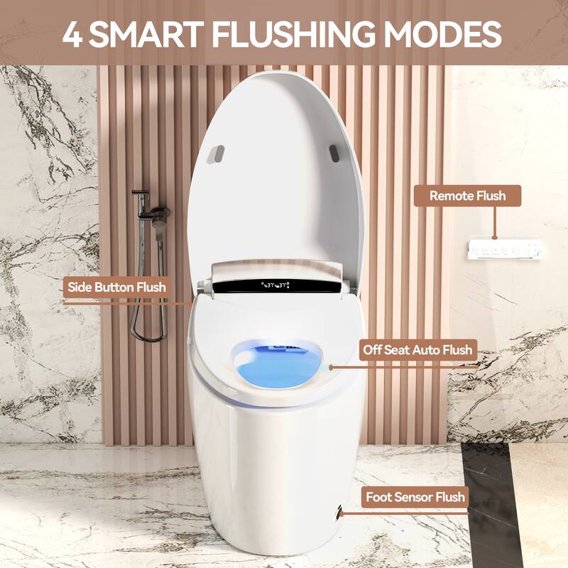 Smart Toilet with Heated Bidet Seat. Auto Open Close. Siphonic Flush. Warm Water. Dryer. Remote Control