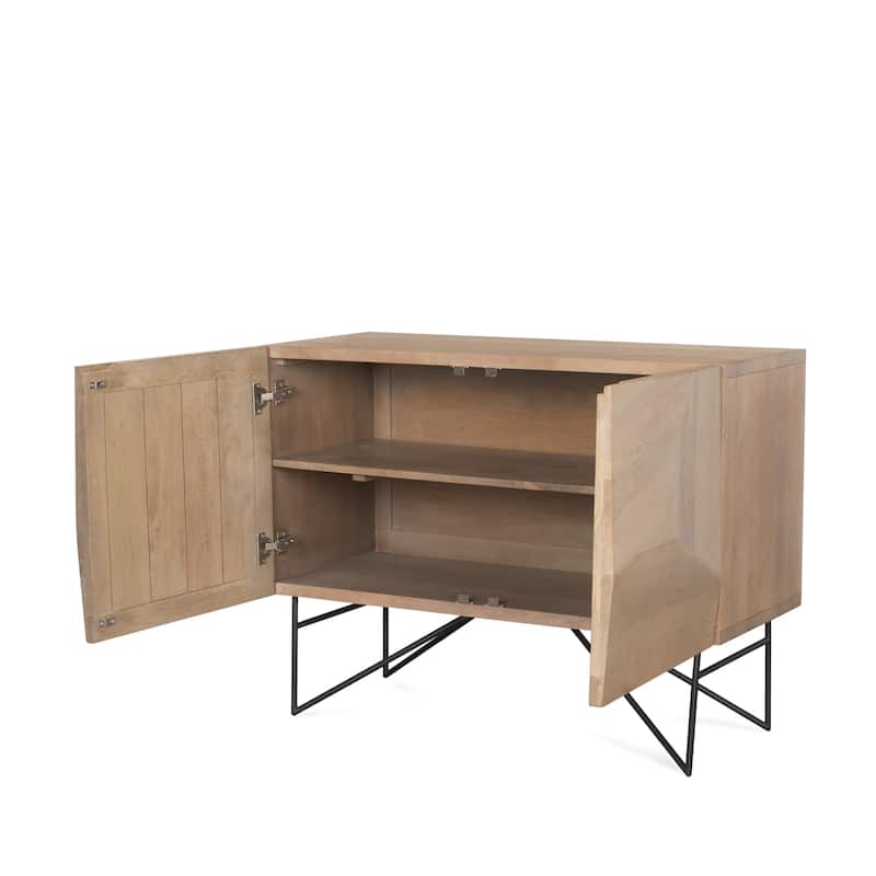Darwin Light Brown Wooden 2 Door w/ 2 Shelves Accent Cabinet - 44.0L x 17.5W x 30.0H - 44.0L x 17.5W x 30.0H