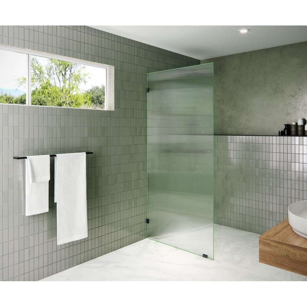 Glass Warehouse 36" x 78" Frameless Shower Door - Single Fixed Panel Fluted Frosted