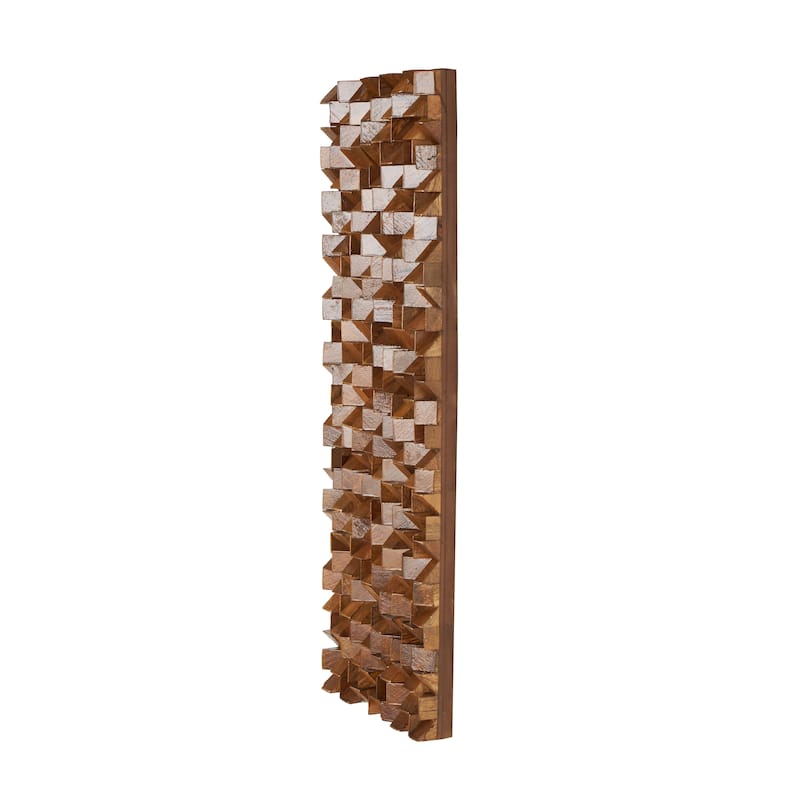 Brown Mango Wood Handmade 3D Cube Inspired Panel Geometric Home Wall Decor