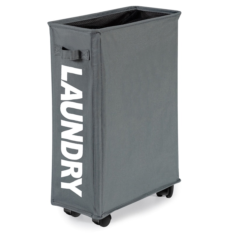 Gymax 21'' Slim Laundry Basket Hamper 10 Gallon Collapsible Waterproof