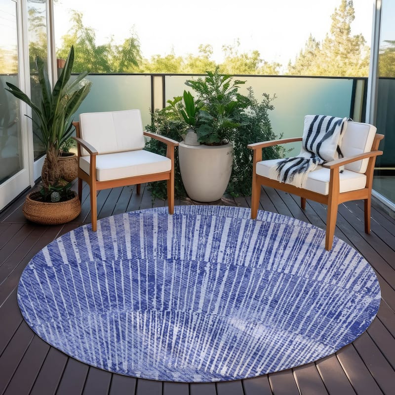 Machine Washable Indoor/ Outdoor Modern Fan Chantille ARug