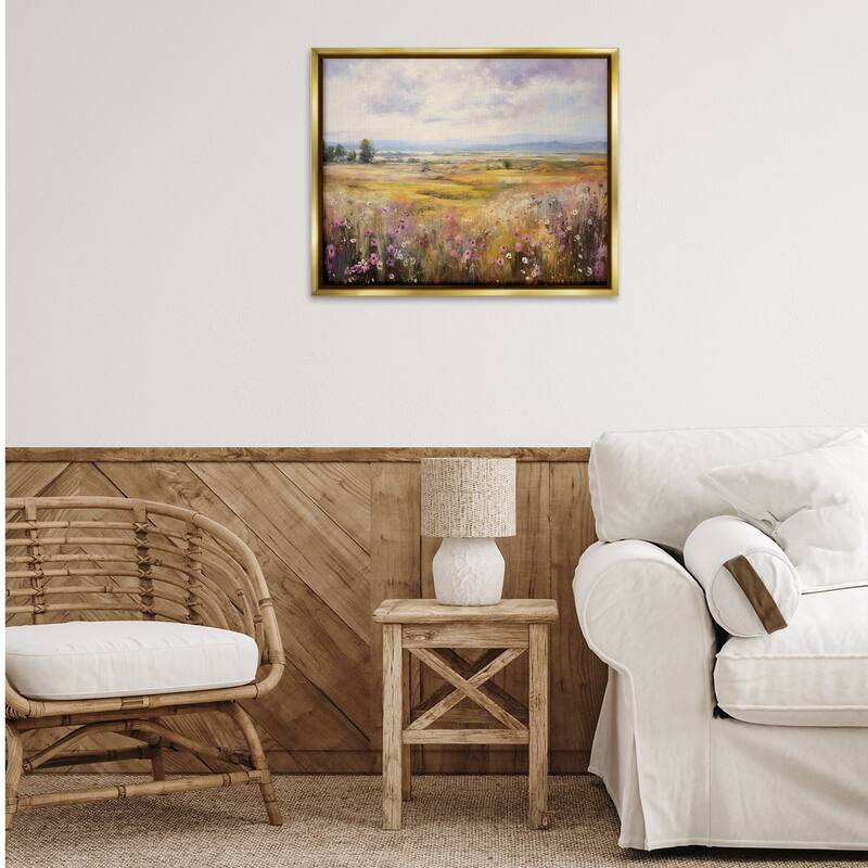 Stupell Vast Meadow with Subtle Flowers Framed Floater Canvas Wall Art Design By Franklyn Gregory