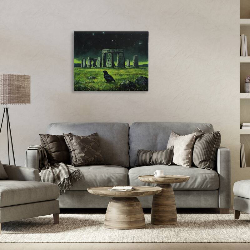 Stupell Crow & Stonehenge at Night Canvas Wall Art Design By Tom Crehan