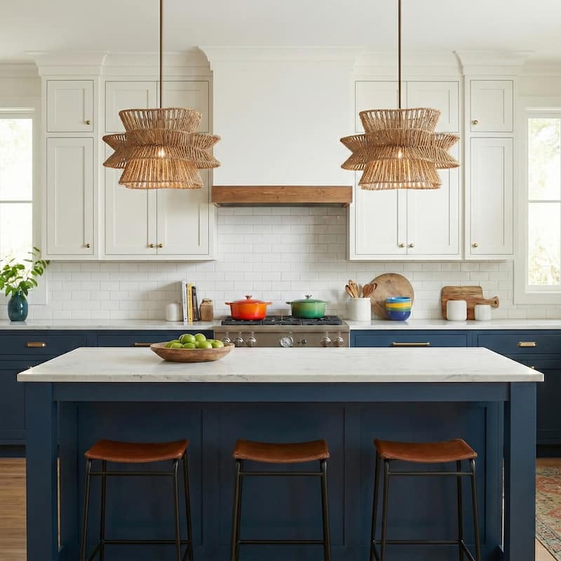 Acroma 1-light Farmhouse Coastal Woven Chandelier for Dining Room - 16'' D * 61'' H