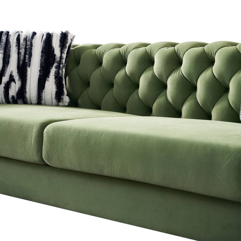 Modern Living Room Sofa Linen Square Arm Sofa