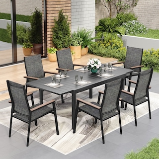 MAISON ARTS 7 / 9- Piece Outdoor Patio Dining Set, 1 Expandable Metal Table & 6 / 8 Textilene Chairs