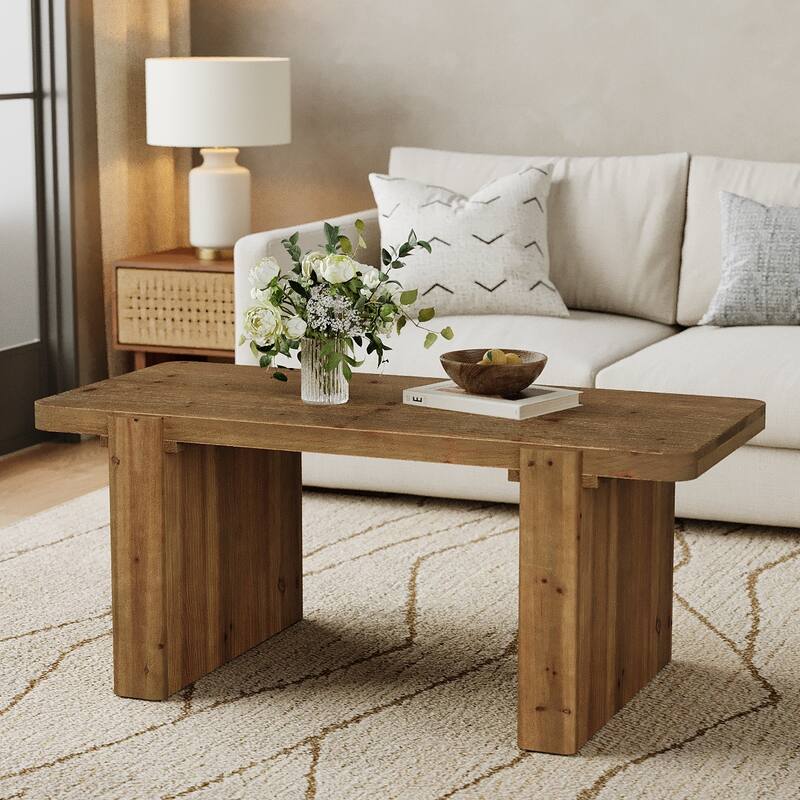 Solid Wood Farmhouse Coffee Table for Living Room