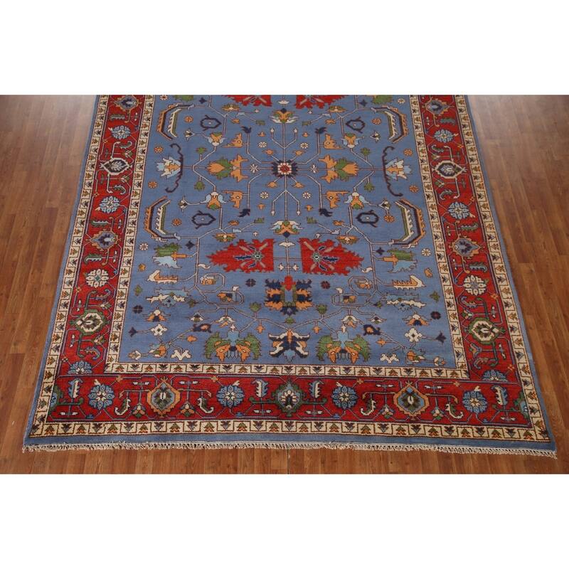Blue Heriz Serapi Area Rug Hand-Knotted Wool Carpet - 8'9"x 11'11"