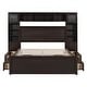 preview thumbnail 26 of 46, Queen Size Wooden Bed w/ All-in-One Storage Cabinet, Sockets & 4 Drawers