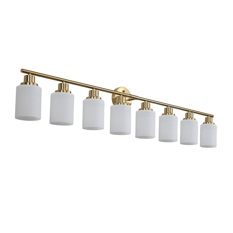 52" Modern 8-Light Vanity Wall Sconce,with Frosted Glass Shades for Bathroom or Hallway Lighting (No Bulbs)