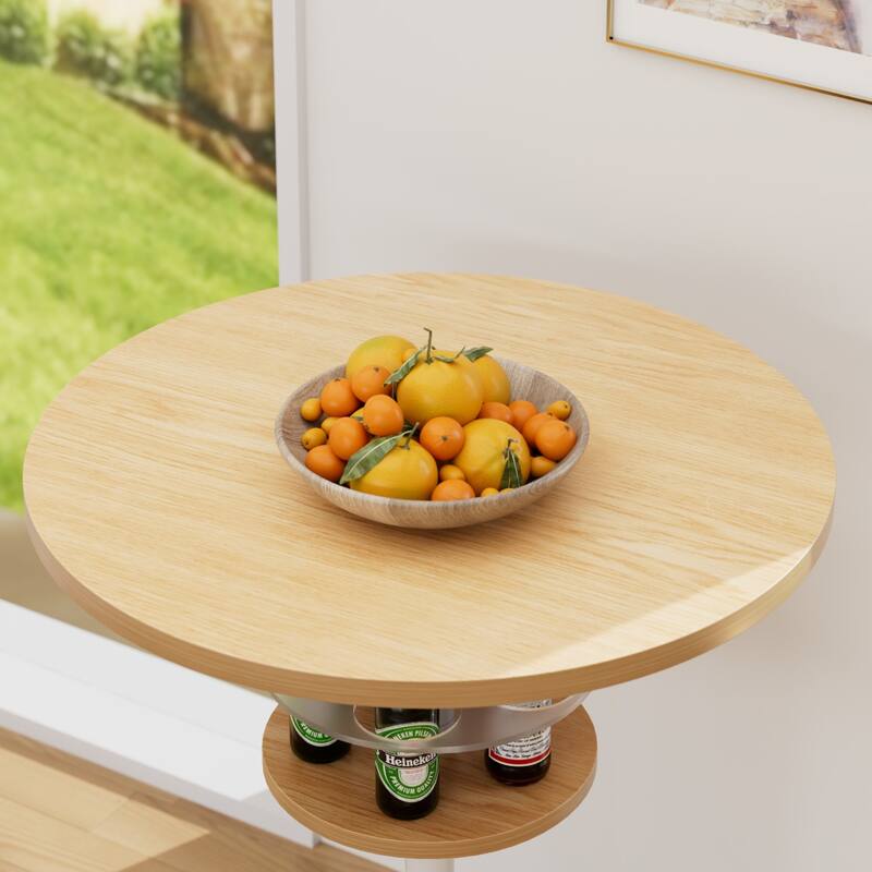 VECELO Bar Table Set, Round Bistro Bar Table Wooden Top, Sturdy Metal Frame with Pedestal, Set of 1/3