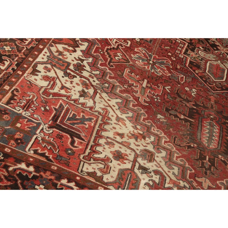 Hand Knotted Oriental 100% Wool Carpet Traditional Medallion Red Heriz Area Rug - 13' 4'' X 10' 0''