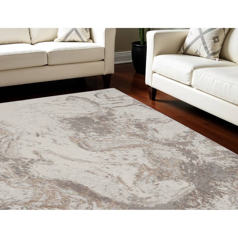 Kafid Power Loomed Abstract Modern Non Skid Area Rug By HomeRoots - 118' X '94' X '0.25 - 118' X '94' X '0.25 - Gray - Rectangle