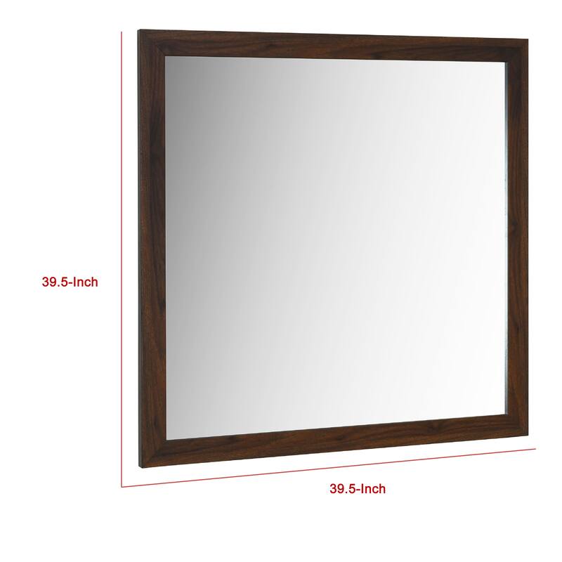 Yels Dresser Mirror, Squared Corners, Flat Glass Design, Brown Wood - Walnut Brown
