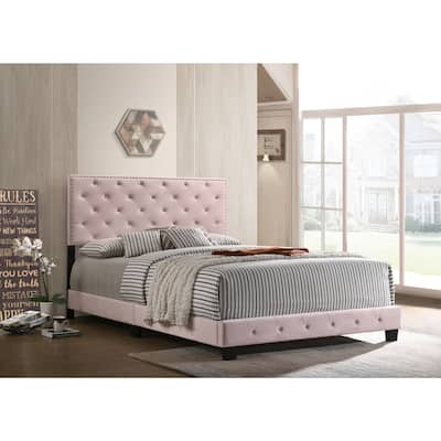 Pink Queen Bed with Bright Finish, Transitional Style and Spacious Frame for Stylish Bedrooms or Vibrant Modern Homes