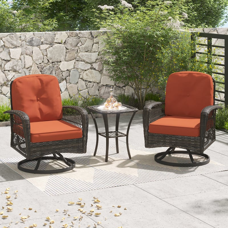 Corvus Livorno Outdoor 3-piece Steel Wicker Swivel Chat Set