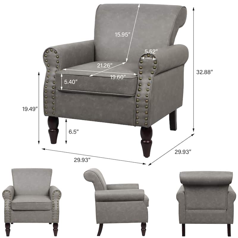 Mid-Century Modern Accent Chairs with Nailhead Trim