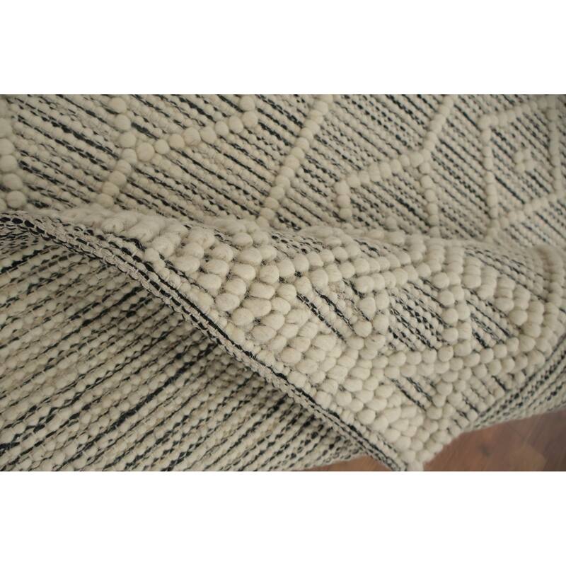 Hand Knotted Oriental 100% Wool Carpet Modern Geometric Beige & Ivories Modern Gotti Design Area Rug - 3' 8'' X 2' 3''